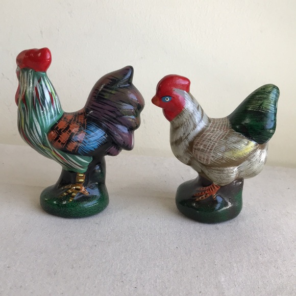 Chickens Ceramic figures Rooster and Hen - Picture 3 of 7